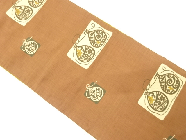 JAPANESE KIMONO / ANTIQUE FUKURO OBI / SILK / WOVEN FLORAL PLANTS